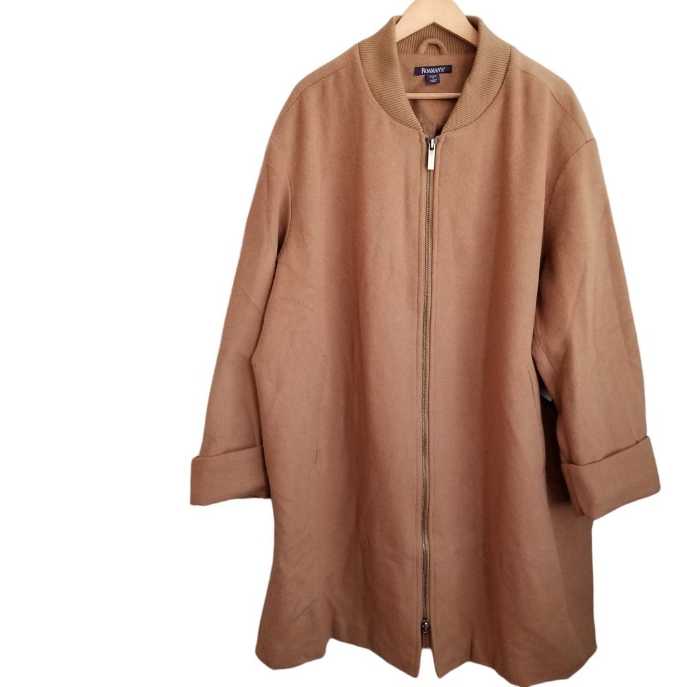 Roaman's Tan Zip-Front Trench Coat